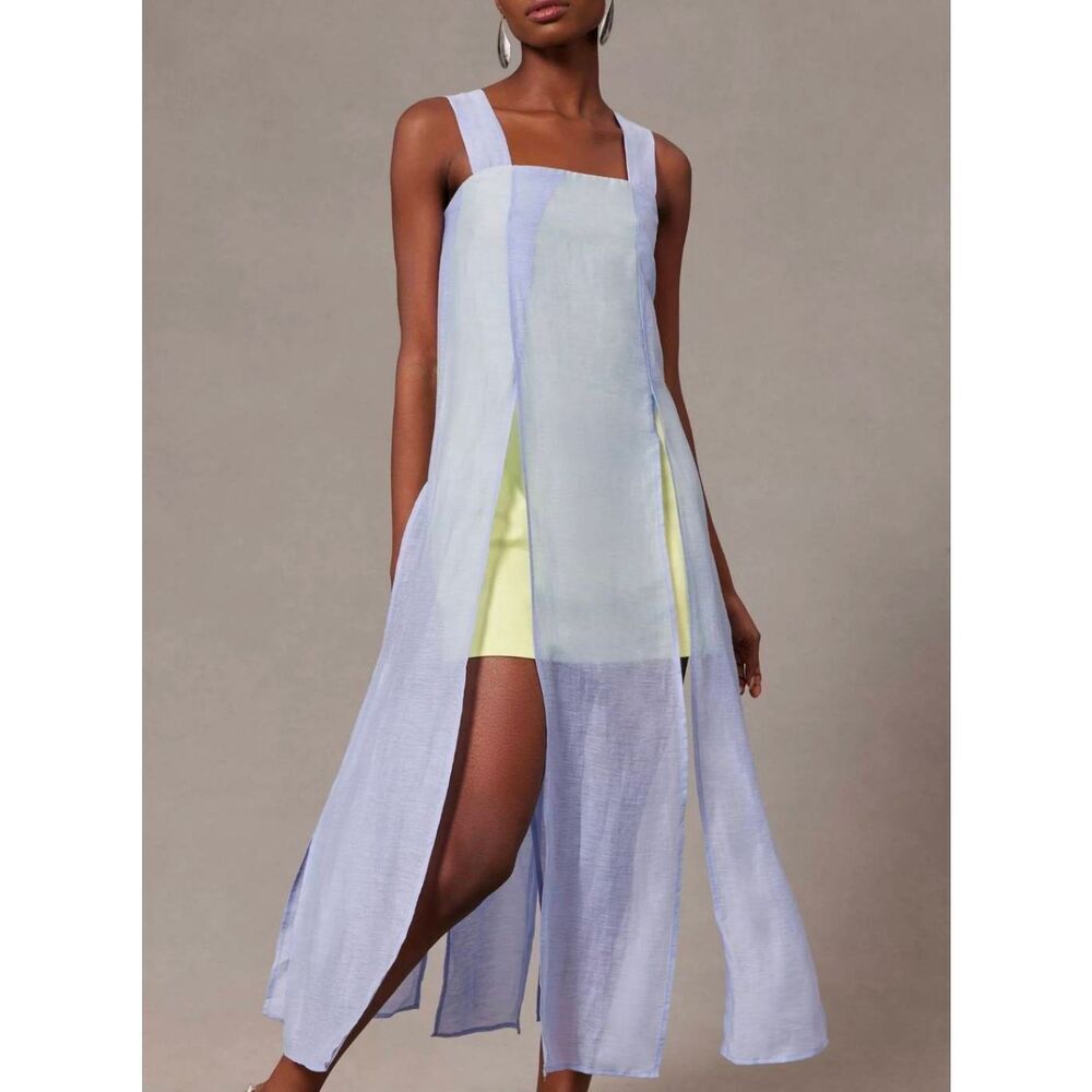 Anthropologie Square-Neck Slit Dress Size 8